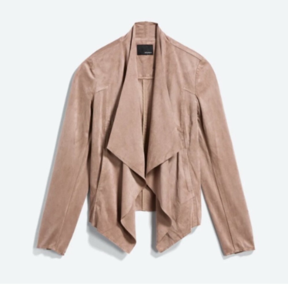 Women's Tan Open Front faux suede Jacket